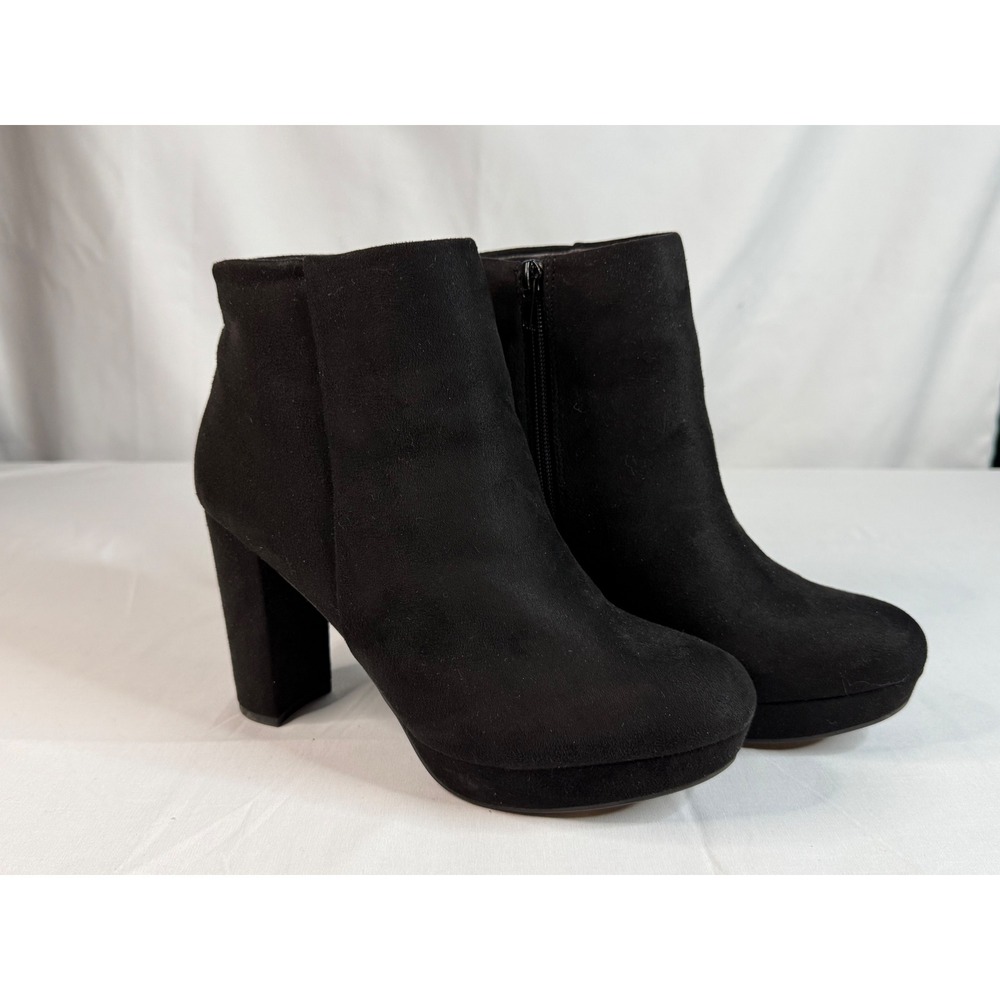 Dream Pairs Womens Black Faux Suede Platform Block Heel Ankle Booties Size 9